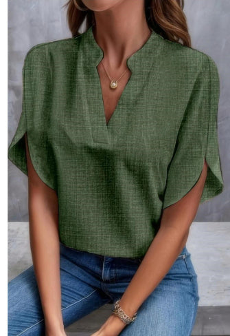 ✨ Women's V-Neck Blouse Top – Casual Loose Fit – Summer Workwear & Everyday Style – Various Colours 🌸