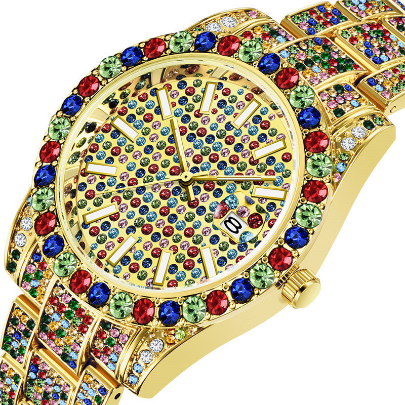 Men’s Iced Out Luxury Watch – Diamond Bling Rhinestone Wristwatch | Various Colours