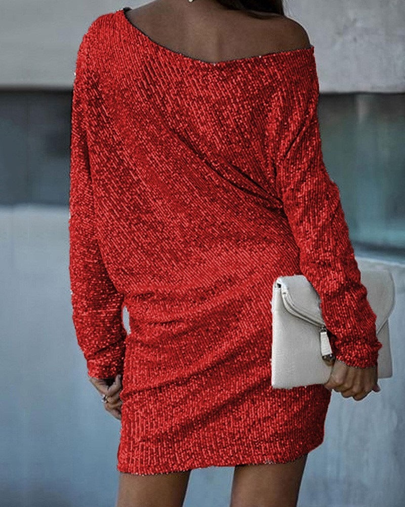 ✨ Off-Shoulder Sequin Party Dress – Sparkle & Shine in Various Colours