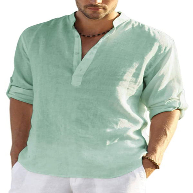 Men’s Lightweight Linen Blend Shirt – Casual Long Sleeve Summer Top (Various Colours)