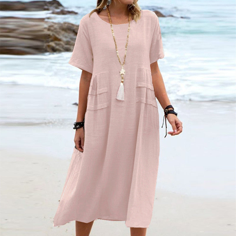 πΏ Boho Linen Pocket Midi Dress β Effortless Style in Various Colours