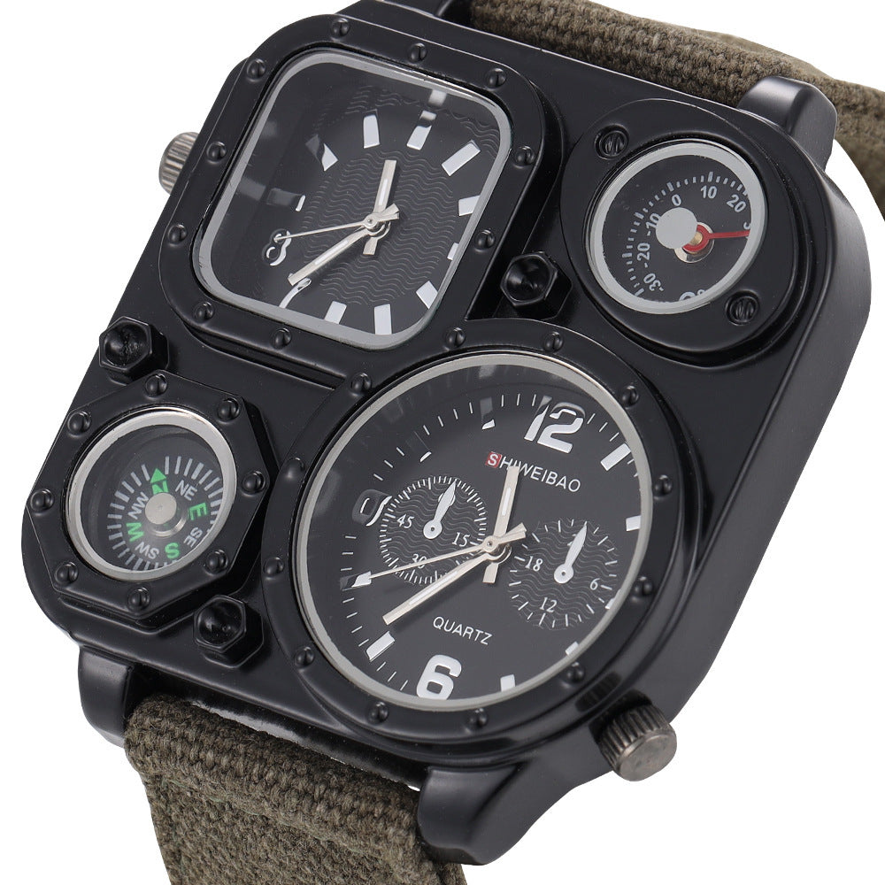 Men’s Multifunction Tactical Quartz Watch – Compass, Thermometer & Dual Time Display | Various Colours
