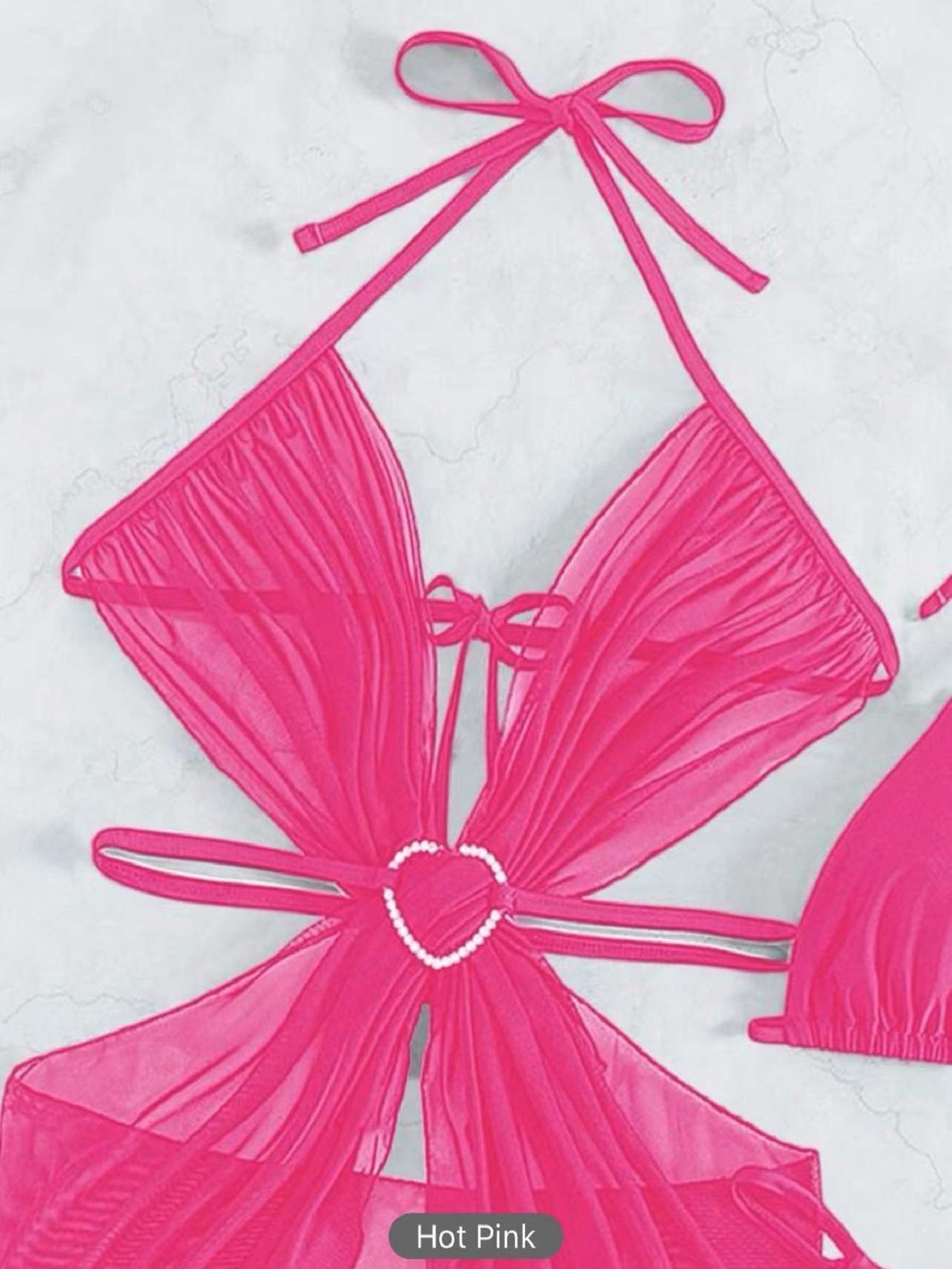 π€ Three Piece-Glam Heart Sheer Cover-Up Swimsuit Set β Various Colours ππ