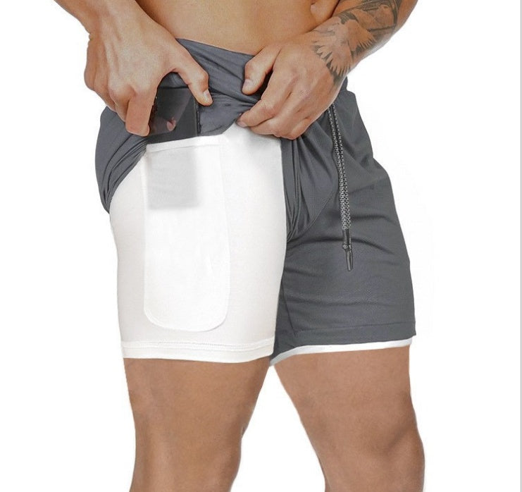 Title: Men's 2-in-1 Gym Shorts with Inner Phone Pocket – Various Colours