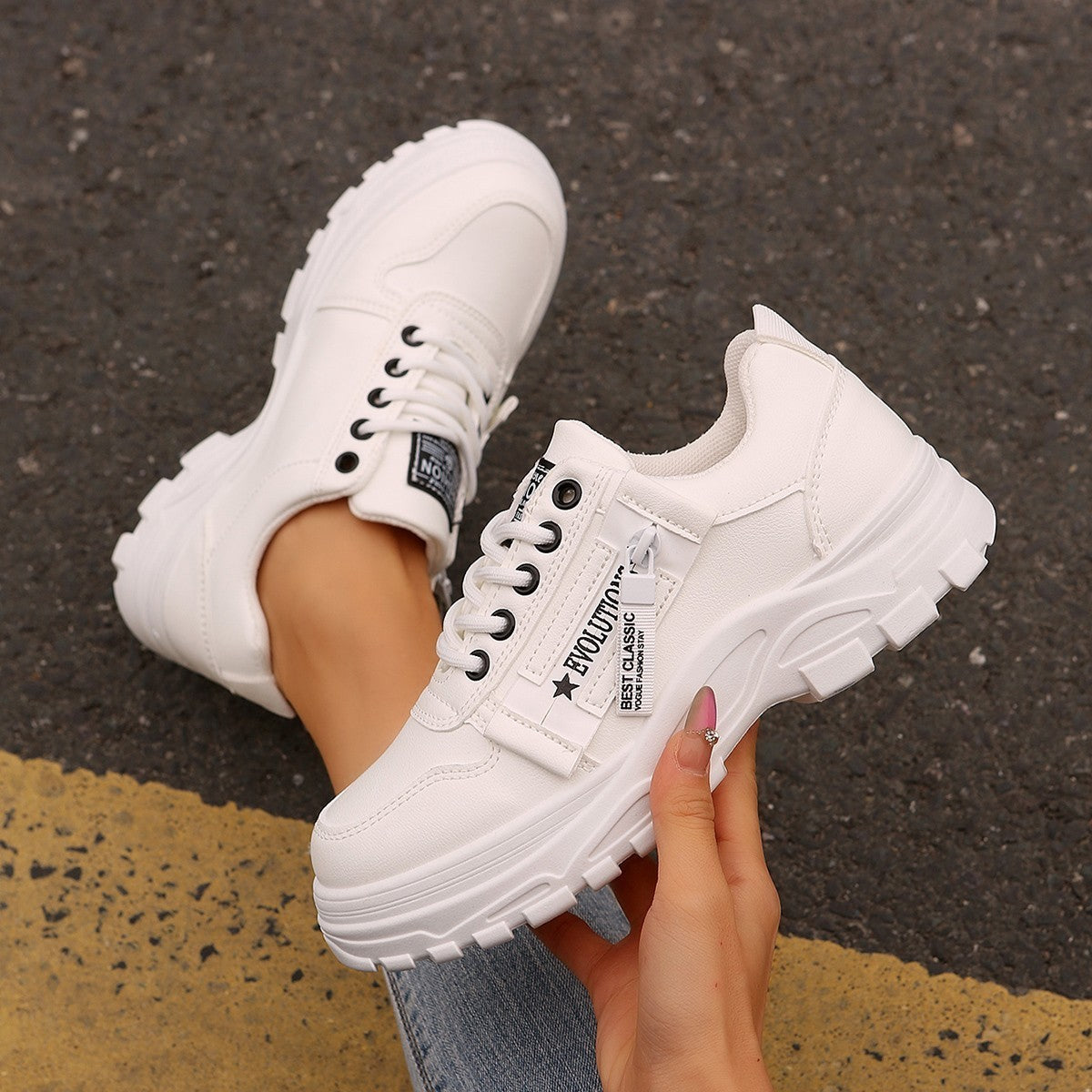 Title: Women's Chunky Sole Street Style Trainers – Various Colours