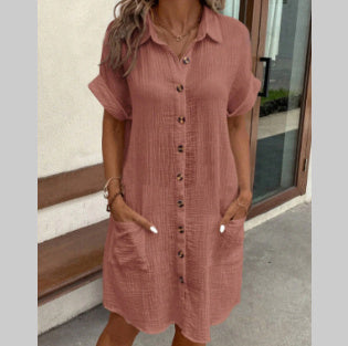 🌿 Casual Button-Up Shirt Dress – Available in Various Colours