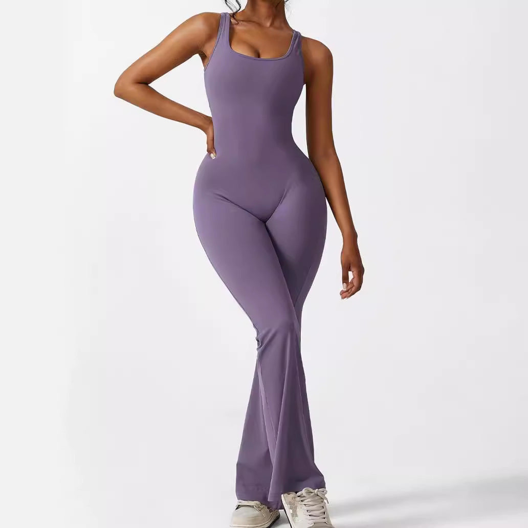 💜 Cut-Out Back Flared Jumpsuit – Available in Various Colours