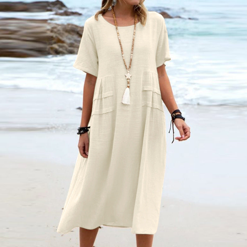πΏ Boho Linen Pocket Midi Dress β Effortless Style in Various Colours