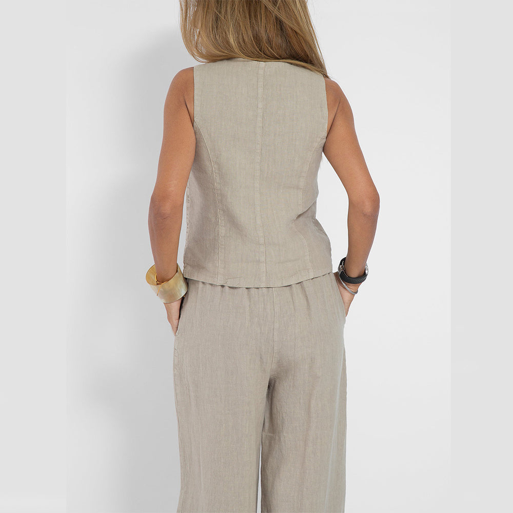 Women’s Wide-Leg Waistcoat Jumpsuit – Boho-Chic Style in Various Colours