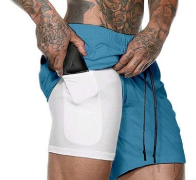 Title: Men's 2-in-1 Gym Shorts with Inner Phone Pocket – Various Colours
