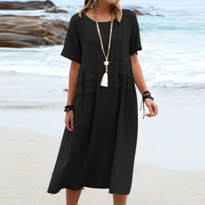 πΏ Boho Linen Pocket Midi Dress β Effortless Style in Various Colours