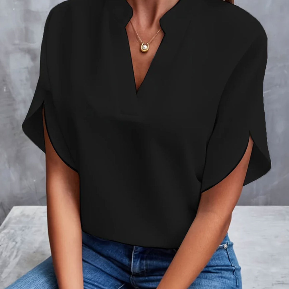 ✨ Women's V-Neck Blouse Top – Casual Loose Fit – Summer Workwear & Everyday Style – Various Colours 🌸