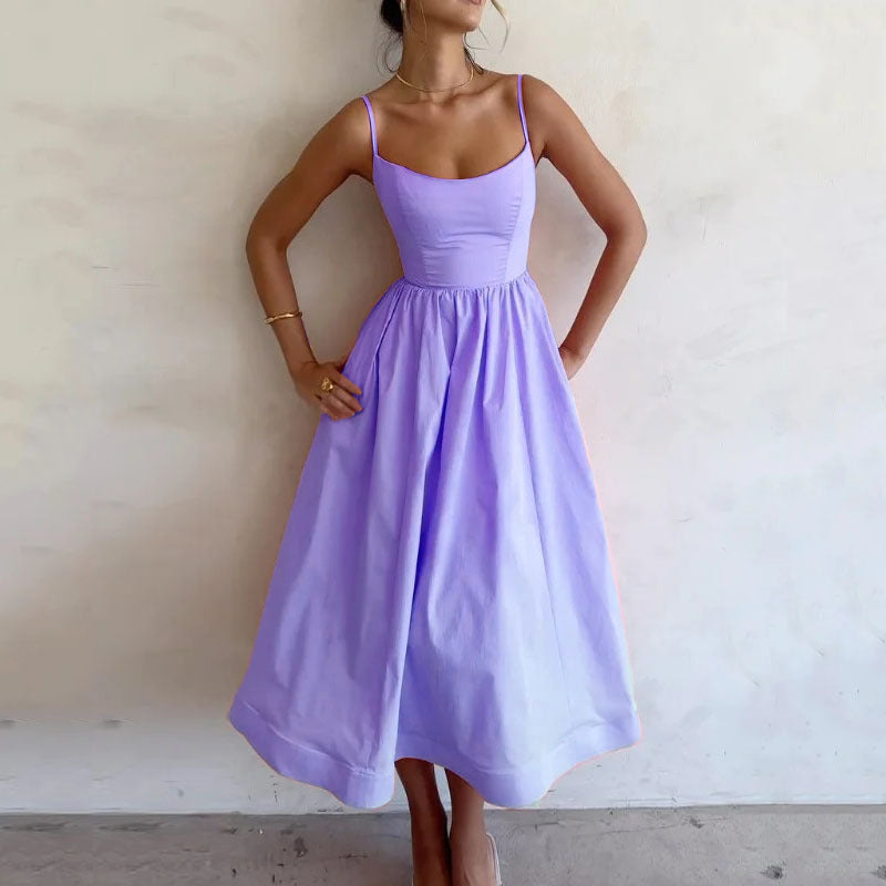 đ¸ Womenâs Strappy Midi Sundress - Elegant Summer Dress - Available in Various Colours