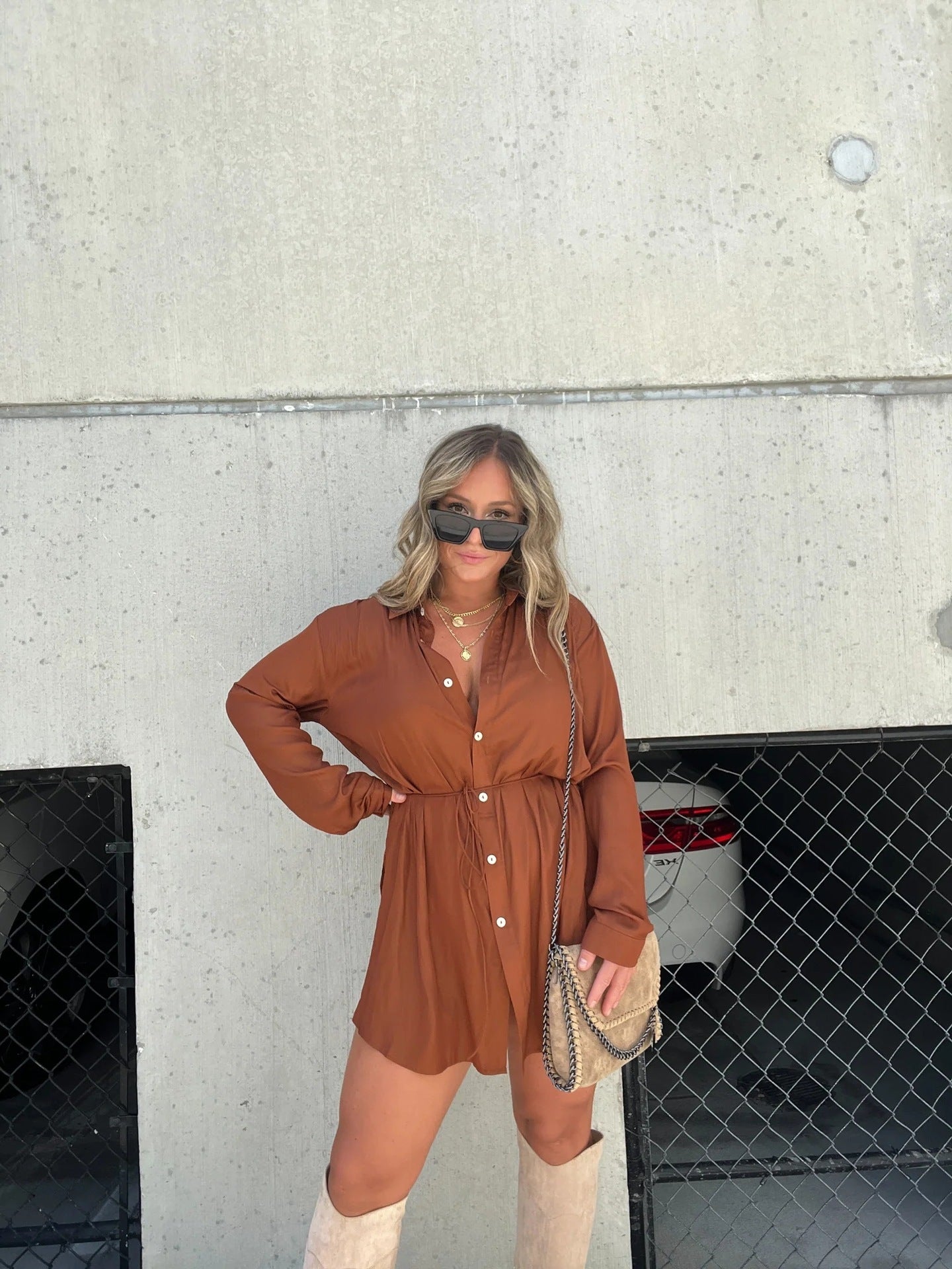 Women’s Oversized Button-Down Jumpsuit – Long Sleeve Casual Tunic – Belted Shirt Dress – Various Colours