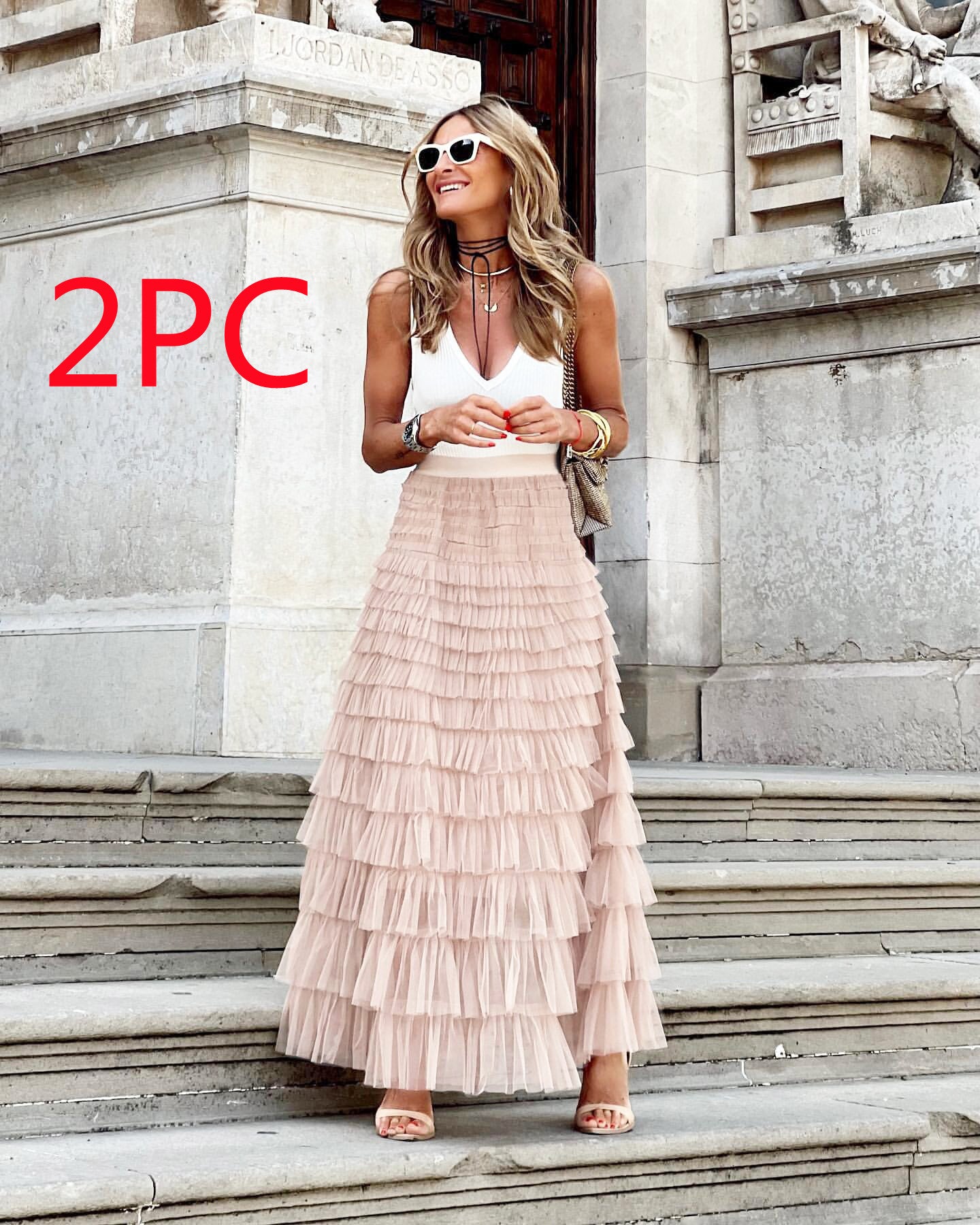 ✨ Women’s Layered Tulle Ruffle Maxi Skirt - Boho Chic Statement Skirt - Available in Various Colours