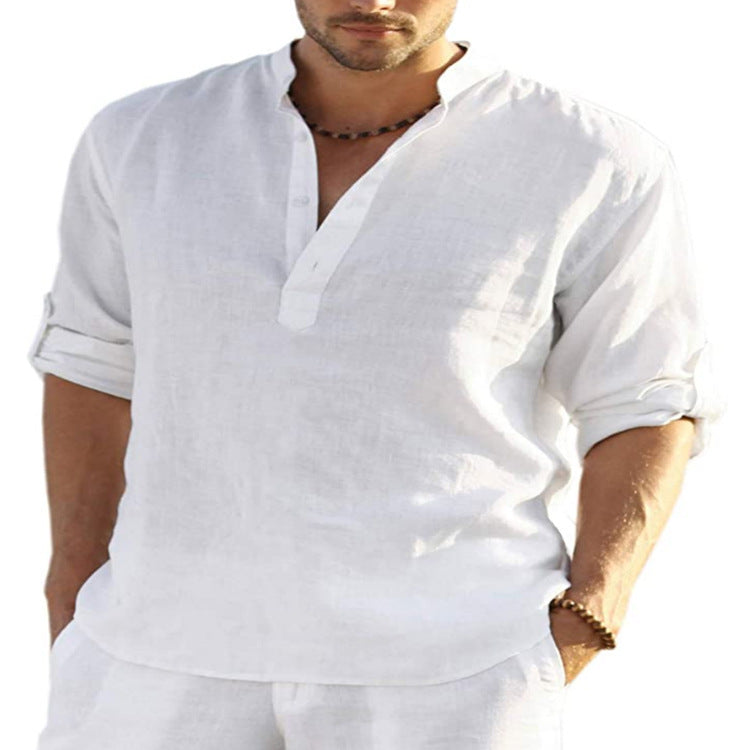 Men’s Lightweight Linen Blend Shirt – Casual Long Sleeve Summer Top (Various Colours)
