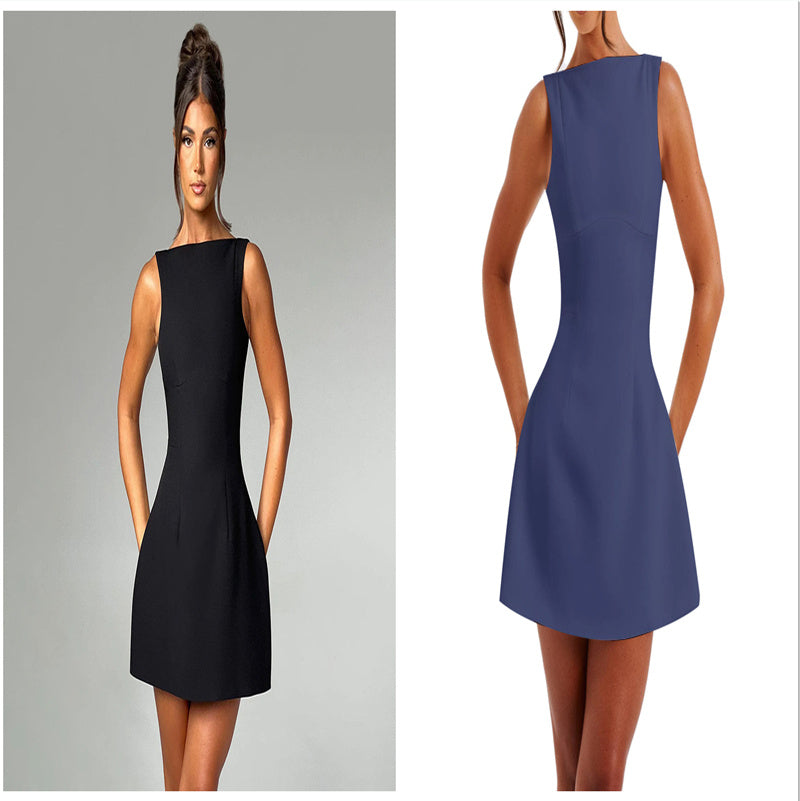 Sleek Backless Mini Dress – Available in Black & White