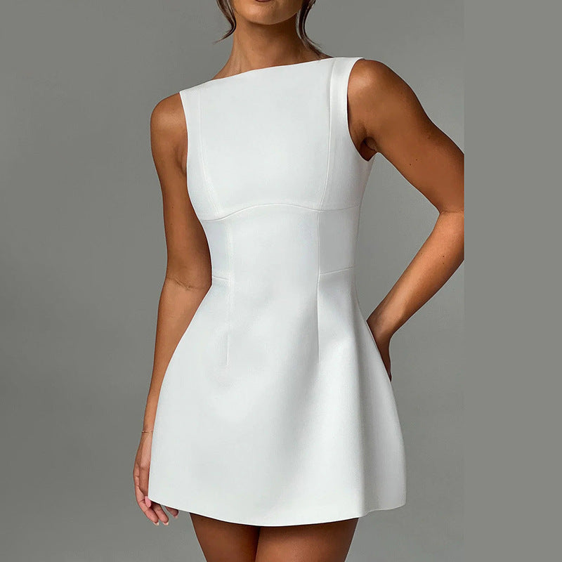 Sleek Backless Mini Dress – Available in Black & White