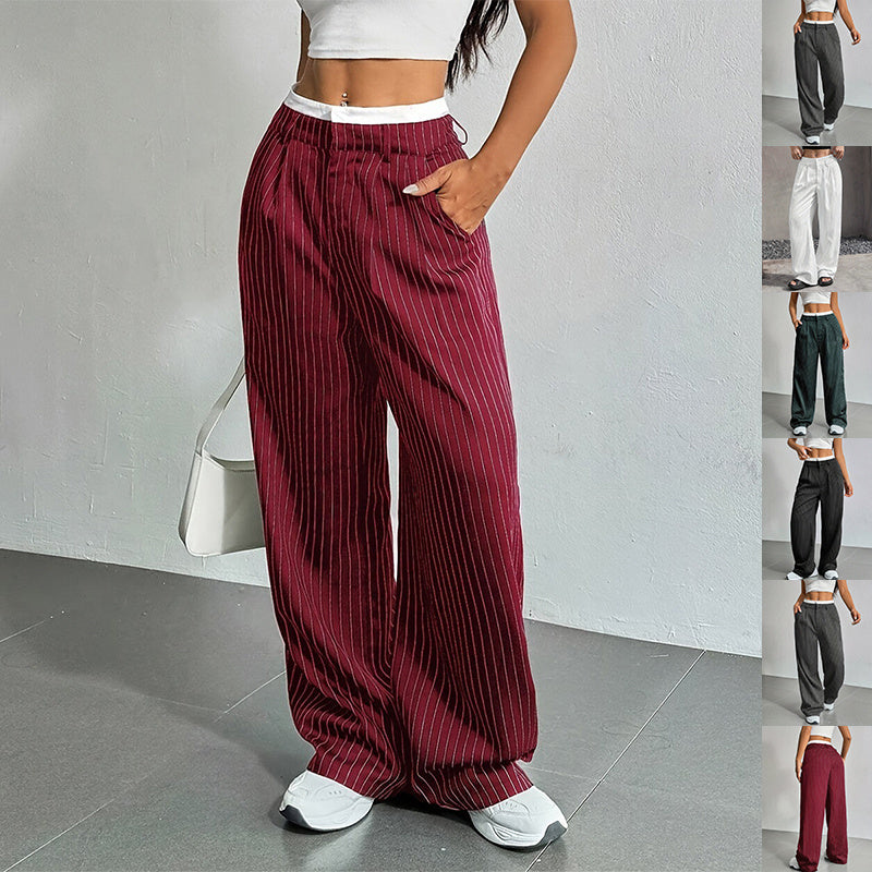 🏁 Striped Wide-Leg Lounge Trousers – Street Style Comfort in Various Colours