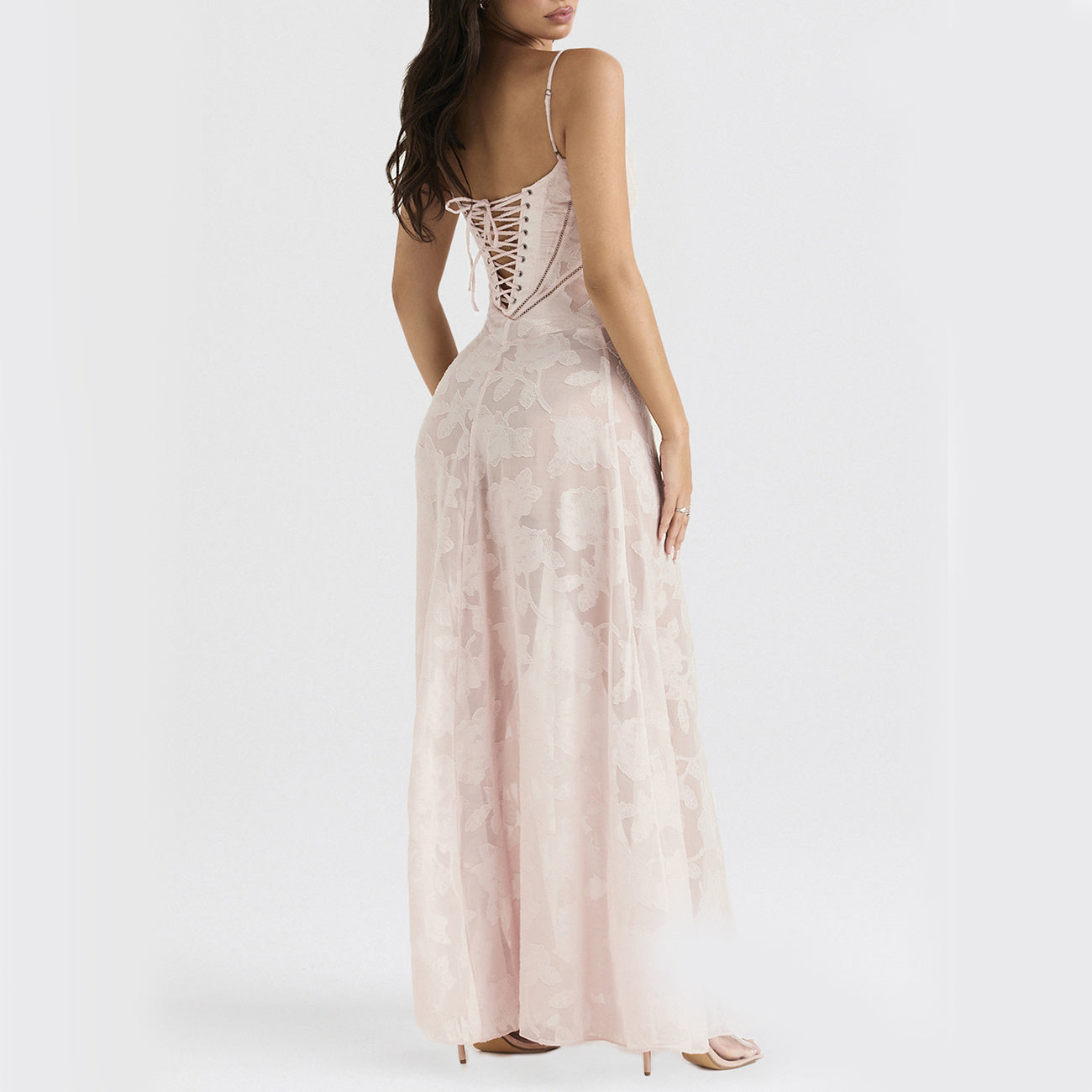 Women’s Elegant Butterfly Lace Maxi Dress – Sleeveless Spaghetti Strap Long Dress – Summer Beach Evening Party Dress – Various Colours