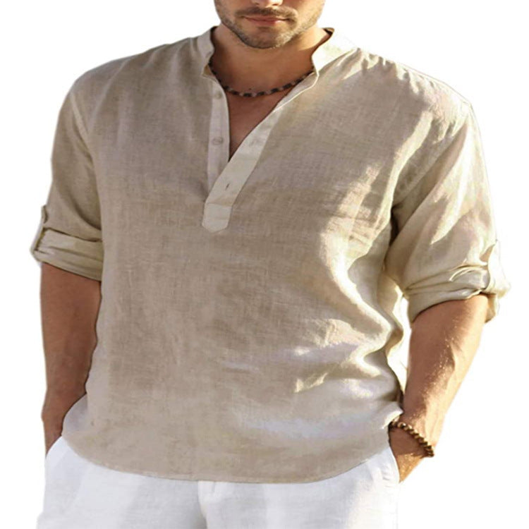 Men’s Lightweight Linen Blend Shirt – Casual Long Sleeve Summer Top (Various Colours)
