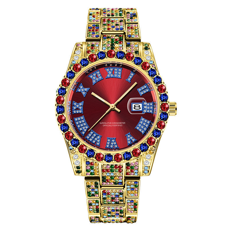 Men’s Iced Out Luxury Watch – Diamond Bling Rhinestone Wristwatch | Various Colours