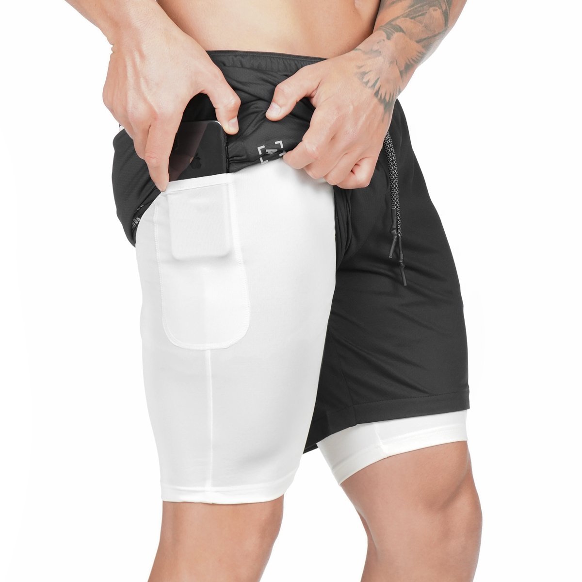 Title: Men's 2-in-1 Gym Shorts with Inner Phone Pocket – Various Colours