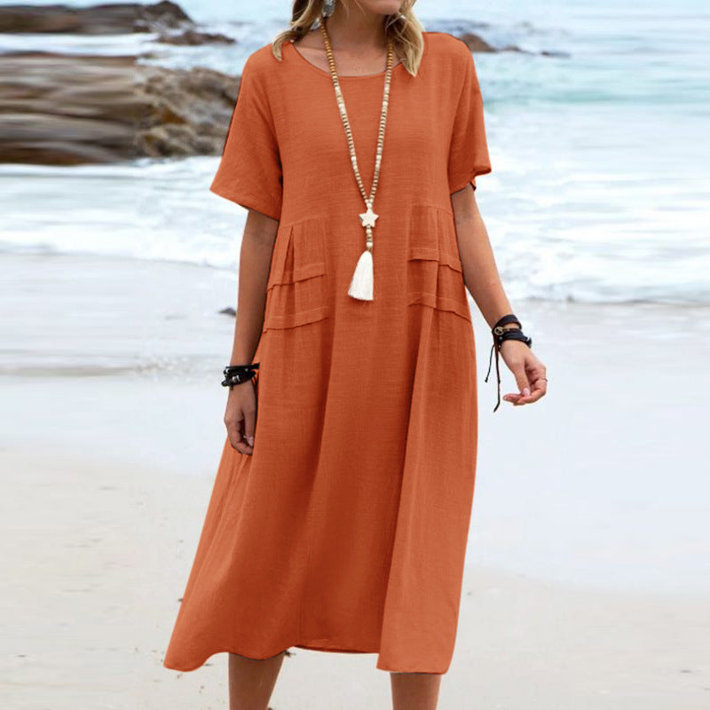 πΏ Boho Linen Pocket Midi Dress β Effortless Style in Various Colours
