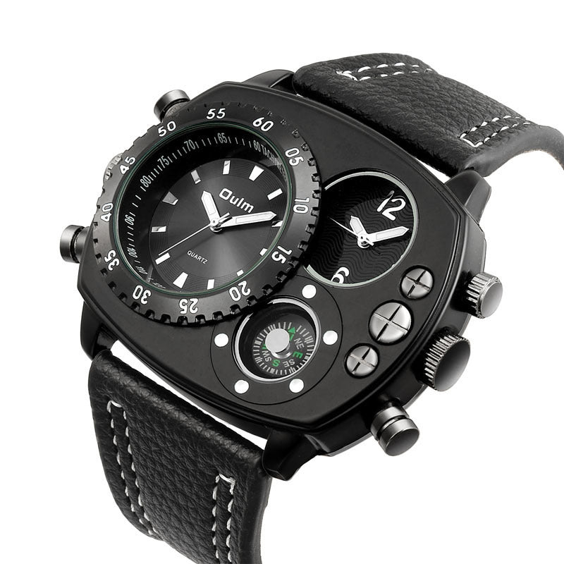 Men’s Multifunction Tactical Leather Strap Watch – Analog Compass & Thermometer | Various Colours