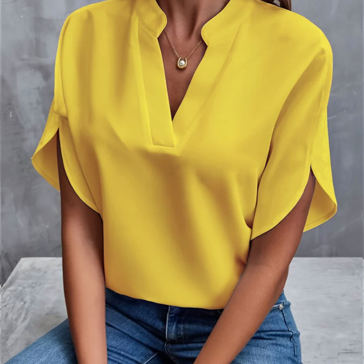 ✨ Women's V-Neck Blouse Top – Casual Loose Fit – Summer Workwear & Everyday Style – Various Colours 🌸