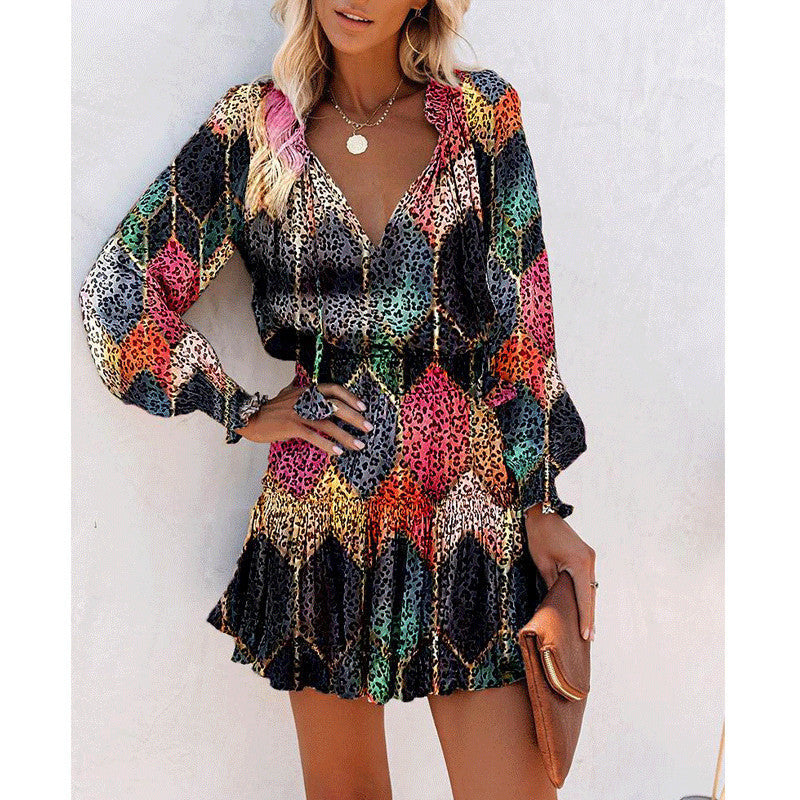 Long Sleeve Floral Ruffle Mini Dress – Various Colours