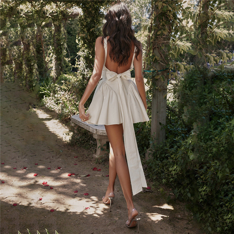 White Square Neck Fit & Flare Mini Dress – Effortless Elegance