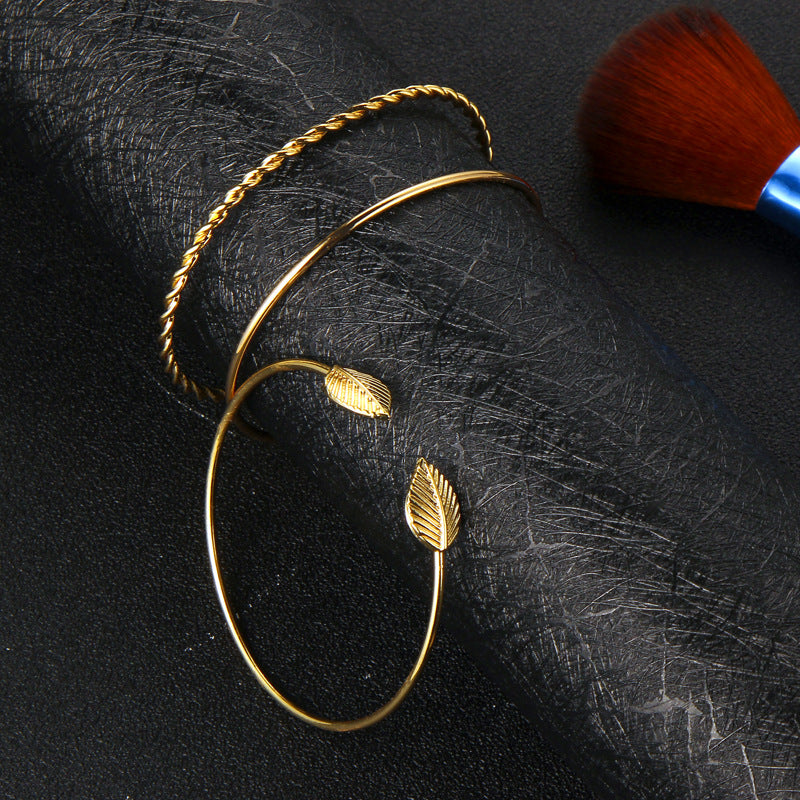 Elegant Gold Bohemian Leaf & Spiral Bangles Set – Perfect for Any Occasion
