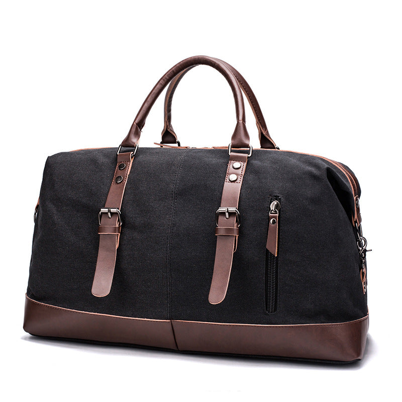 Canvas travel bag male simulation leather PU outdoor supplies luggage travel fitness photography bag large-capacity handbag