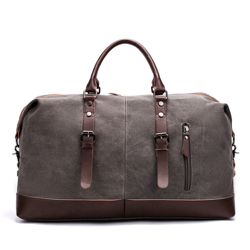 Canvas travel bag male simulation leather PU outdoor supplies luggage travel fitness photography bag large-capacity handbag