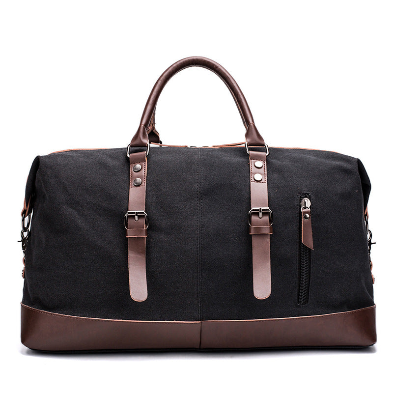 Canvas travel bag male simulation leather PU outdoor supplies luggage travel fitness photography bag large-capacity handbag