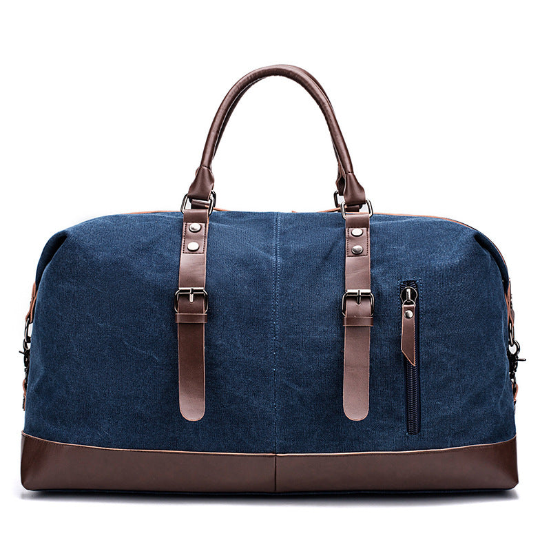 Canvas travel bag male simulation leather PU outdoor supplies luggage travel fitness photography bag large-capacity handbag