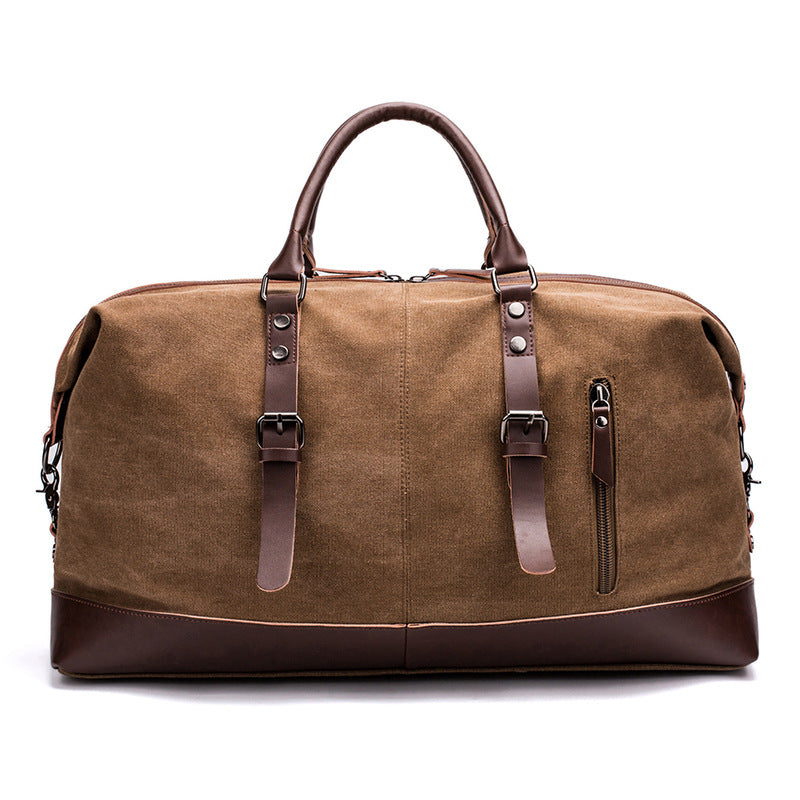 Canvas travel bag male simulation leather PU outdoor supplies luggage travel fitness photography bag large-capacity handbag