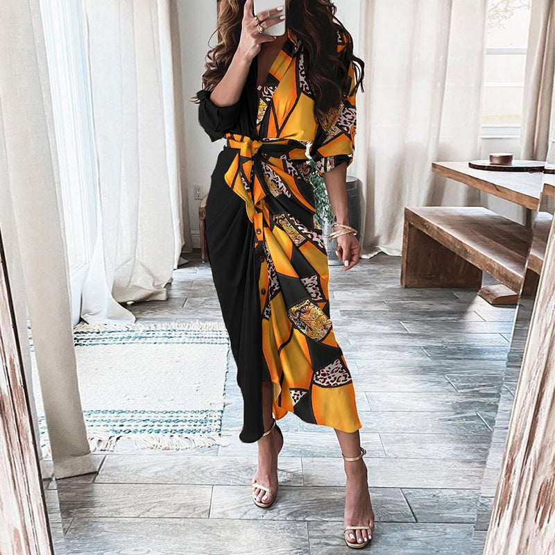 Elegant Knot Waist Shirt Dress – Button Front, Midi Length – Versatile Styles – Various Colours