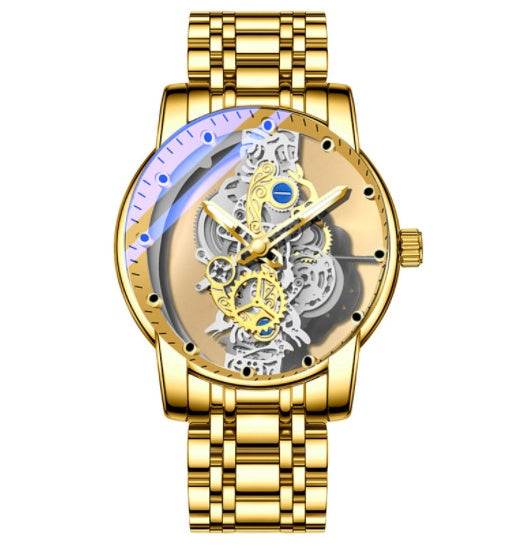 Luxury Skeleton Mechanical Watch – Gold Stainless Steel Men's Watch (Various Colours)