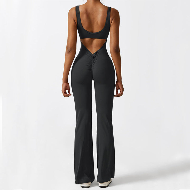 💜 Cut-Out Back Flared Jumpsuit – Available in Various Colours
