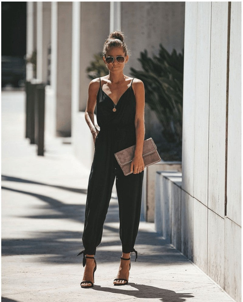 Summer Floral Print Jumpsuit – Lightweight, Tie Waist, Spaghetti Strap – Various Colours