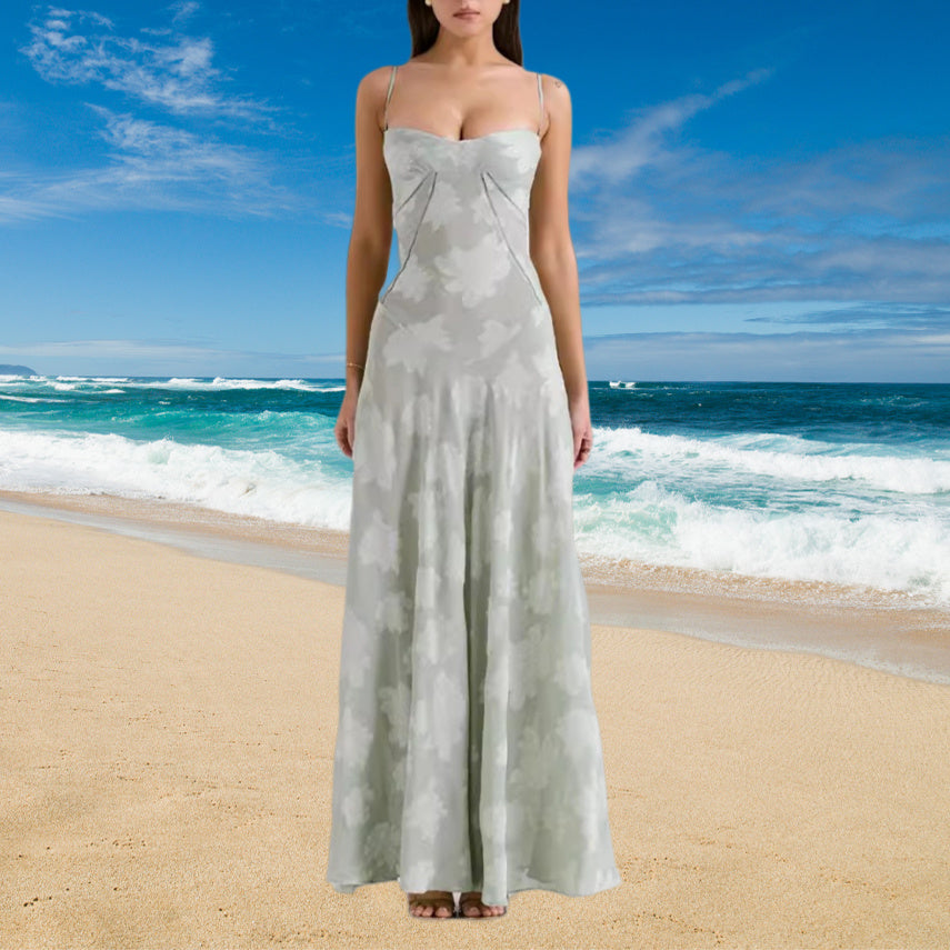 Women’s Elegant Butterfly Lace Maxi Dress – Sleeveless Spaghetti Strap Long Dress – Summer Beach Evening Party Dress – Various Colours