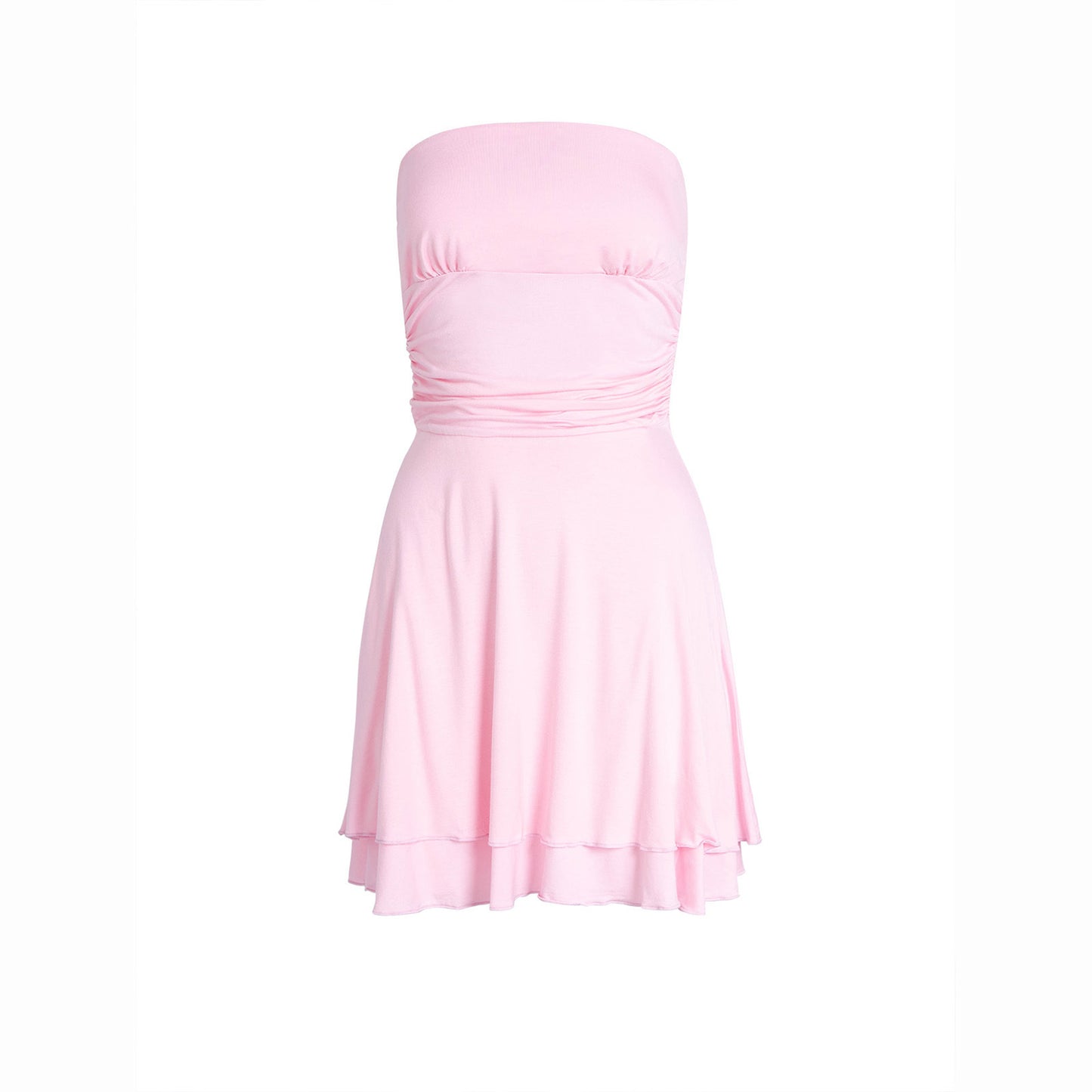 Strapless Ruched Mini Dress – Available in Various Colours
