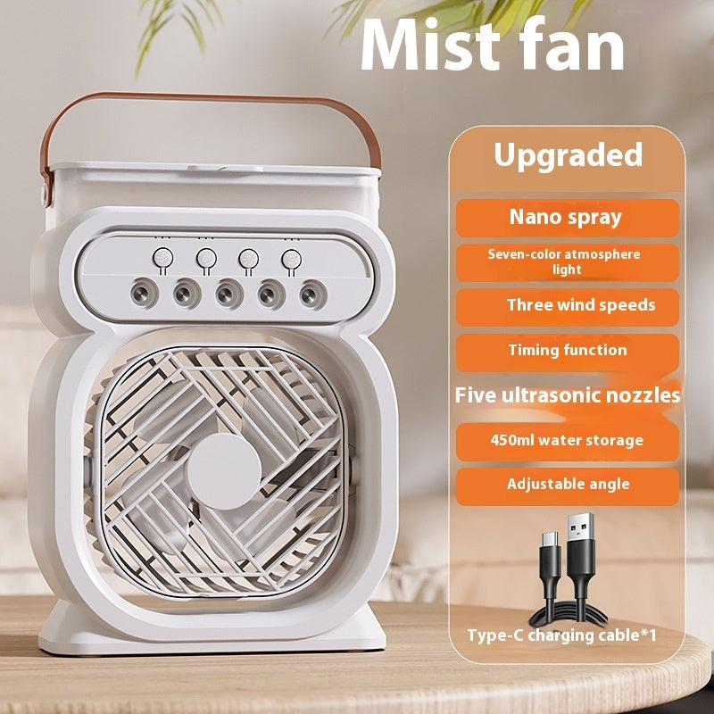 💨 3-in-1 Misting Fan with LED Night Light – Desktop Air Cooler in Various Colours