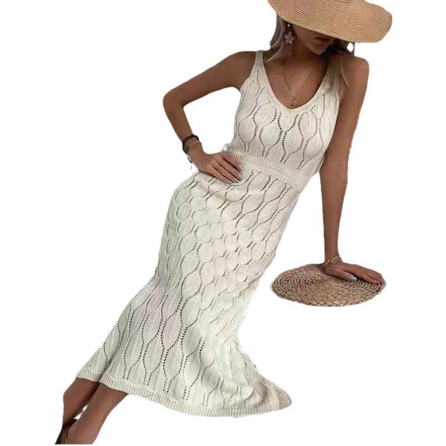🤍 Title: “Coastal Knit Chic: The Sleek Crochet Dress That Does It All” 🌴☀️