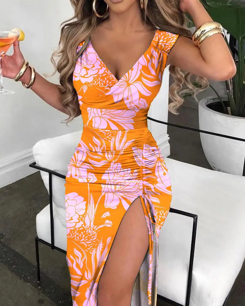 Tropical Heat Slit Maxi Dress – TrendPrints Exclusive