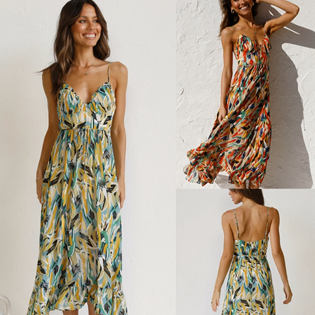 🌞 Summer Drift Spaghetti Strap Midi Dress – Available in Various Colours