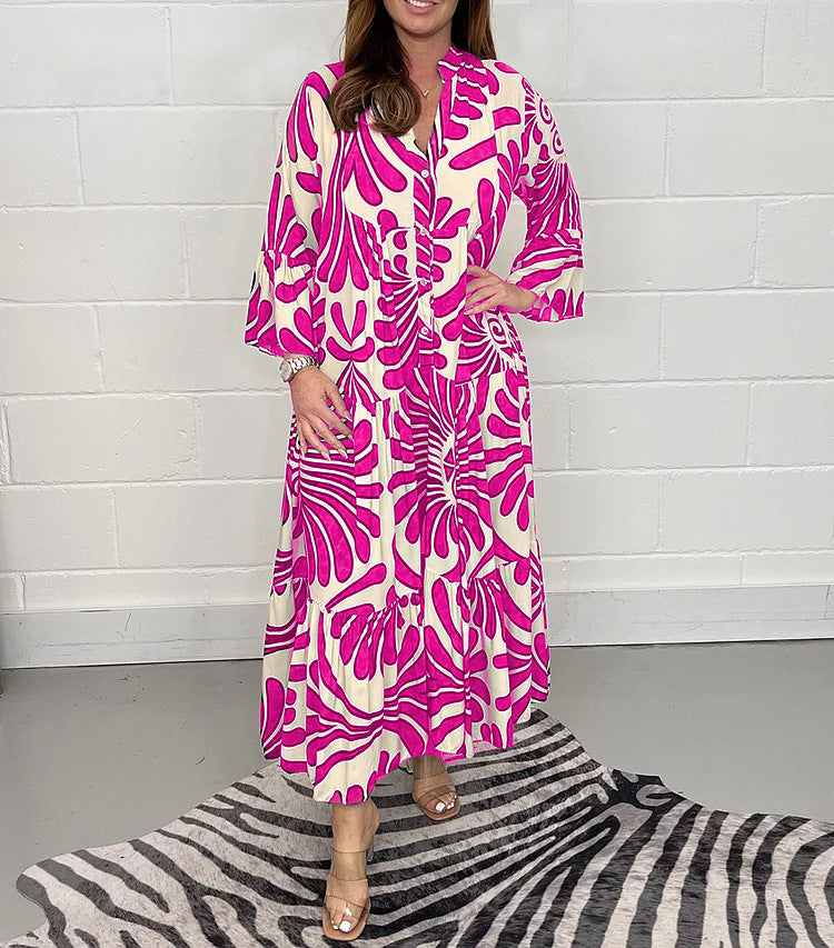 🌿 Island Escape Leaf-Print Midi Shirt Dress – Relaxed Glam in Various Colours 🌴✨