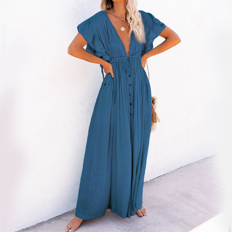 🌿 Boho Drift Button-Down Maxi Dress – Available in Various Colours